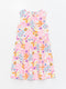 Crew Neck Patterned Girl Dress